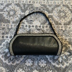 Black rhinestone and bead clutch bag purse